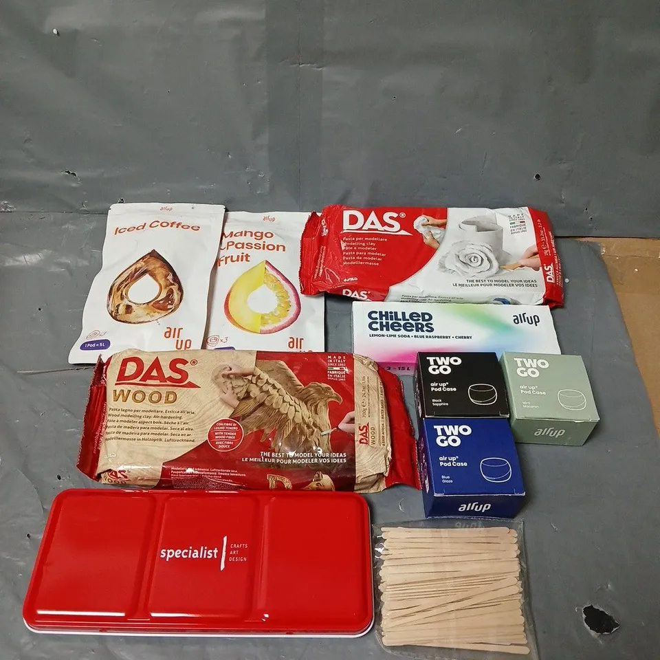 BOX OF ASSORTED HOUSEHOLD ITEMS TO INCLUDE AIR UP, MODELLING CLAY AND PAINTS