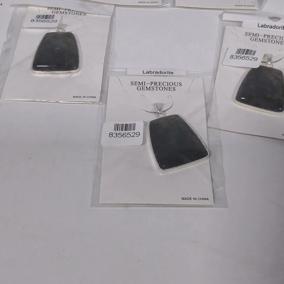 LOT OF 5 BRAND NEW SEMI-PRECIOUS GEMSTONES LABRADORITE NECKLACE PENDANTS