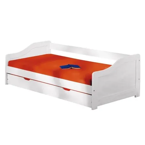 BRAND NEW & BOXED LEONIE DAY BED WITH PULL-OUT UNDERBED IN SOLID WOOD WHITE FINISH (2 BOXES)