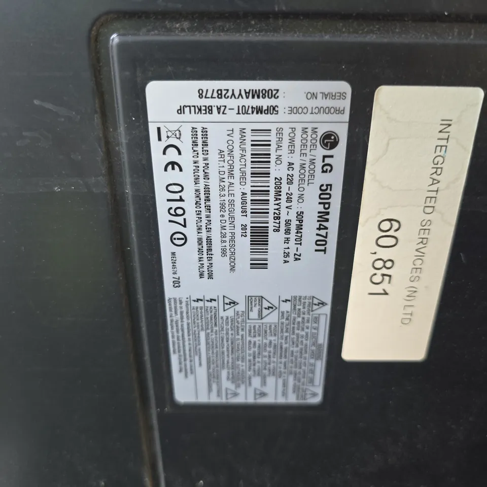 LG 50PM4707 50IN LED TV - DAMAGED SCREEN