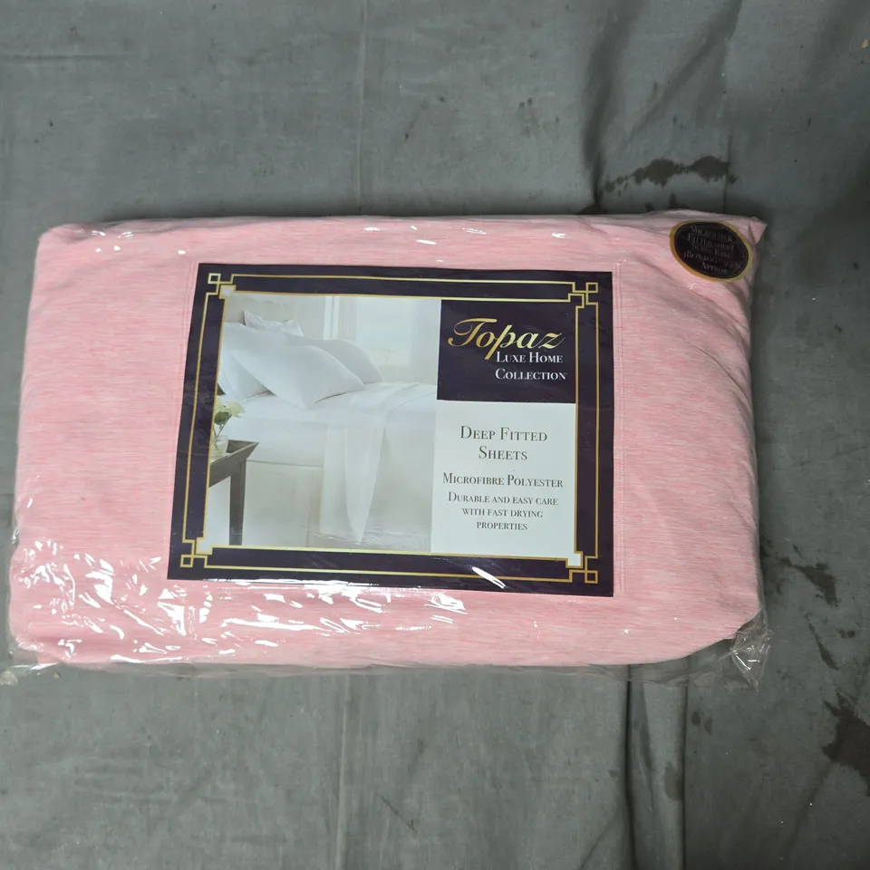 TOPAZ LUXE HOME COLLECTION DEEP FITTED SHEETS – PINK, MICROFIBER POLYESTER
