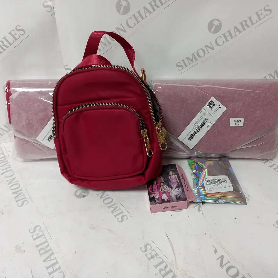 5 ITEMS TO INCLUDE YUESITE MINI BACKPACK, BRIDAL PURSE HANDBAG, BORN PINK LOMO CARDS 