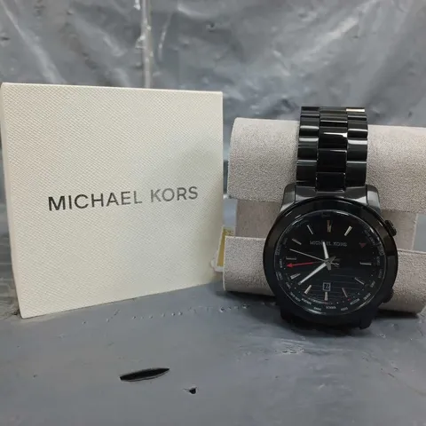 MICHAEL KORS RUNWAY BLACK DIAL BLACK IP BRACELET MENS WATCH