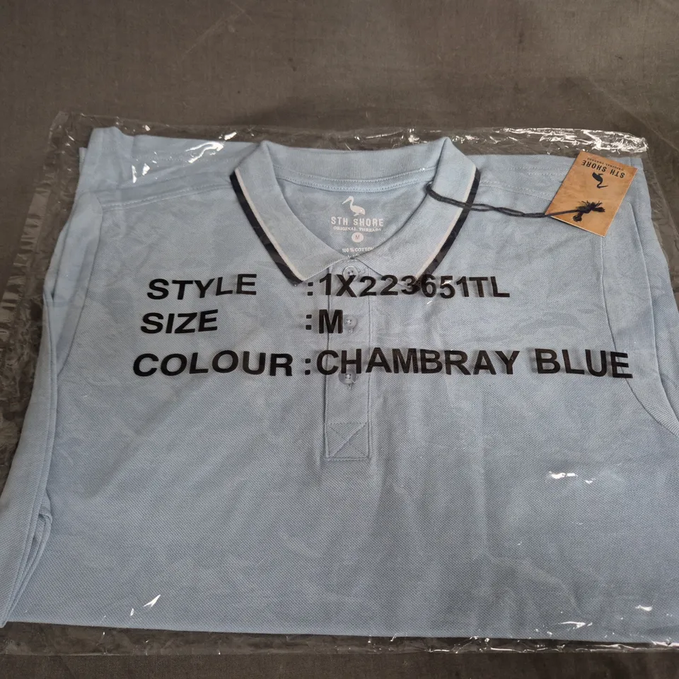 STH STORE MEN'S CHAMBRAY BLUE POLO SHIRT – SIZE M (UK MEDIUM)