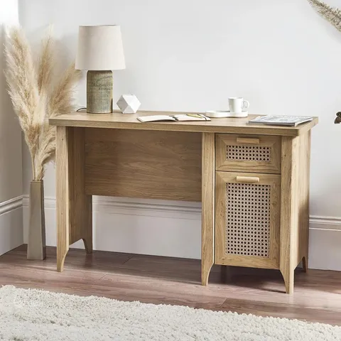 BOXED ALBELO 120CM W RECTANGLE WRITING DESK - COLOUR: OAK (1 BOX)