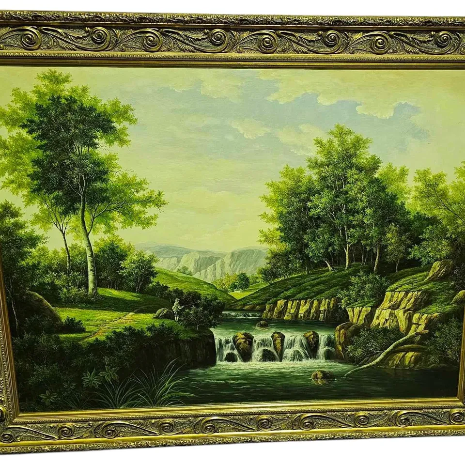 "FISHING NEAR THE FALLS" 19TH CENTURY OIL PAINTING RRP £1735