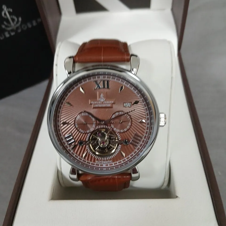 SAMUEL JOSEPH AUTOMATIC LIMITED EDITION SILVER BROWN DIAL WATCH (SJ0001)