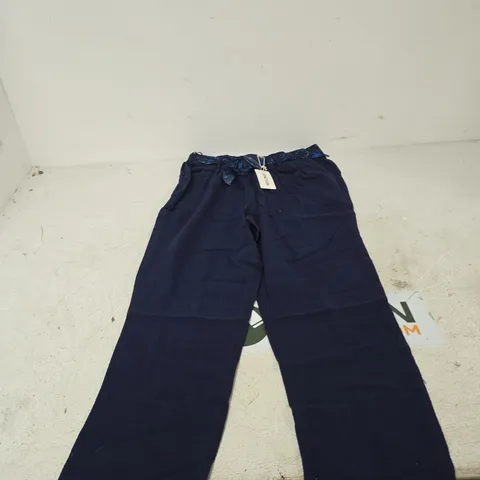 UK 16 MUDFLOWER NAVY FLORAL WAIST TIE TROUSERS