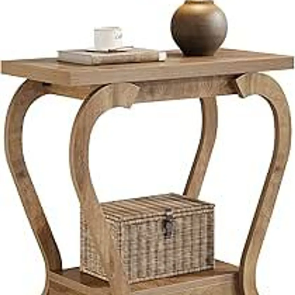 BOXED TRIBESIGNS SIDE TABLE, NARROW WOOD END BESIDES TABLE WITH STORAGE SHELVES, 2-TIER FARMHOUSE ACCENT NIGHTSTAND FURNITURE FOR LIVING ROOM, SMALL SPACES, BEDROOM, BROWN (1, BROWN)