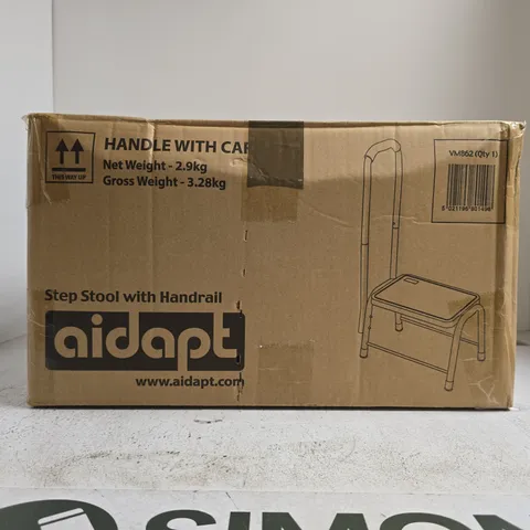 BOXED AIDAPT STEP STOOL WITH HANDRAIL