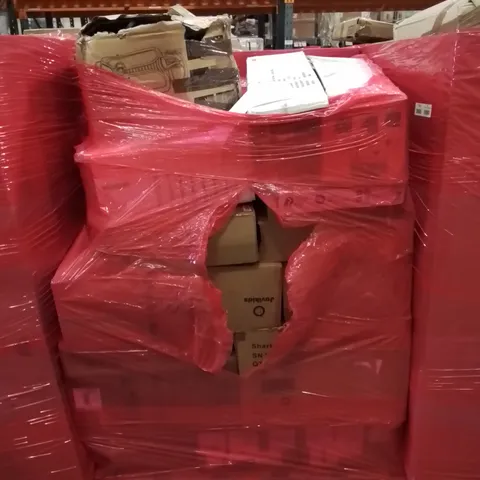 PALLET OF ASSORTED HOUSEHOLD ITEMS AND CONSUMER PRODUCTS TO INCLUDE; AIR COOLER, OFFICE CHAIR, TOILET SEAT, CHILD CAR BOOSTER SEAT ETC