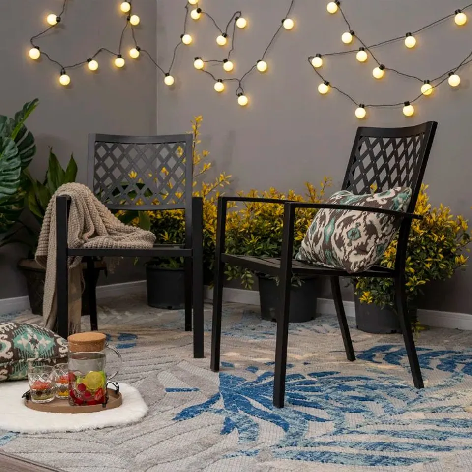 BOXED CAREEN STACKING PATIO DINING ARMCHAIR 