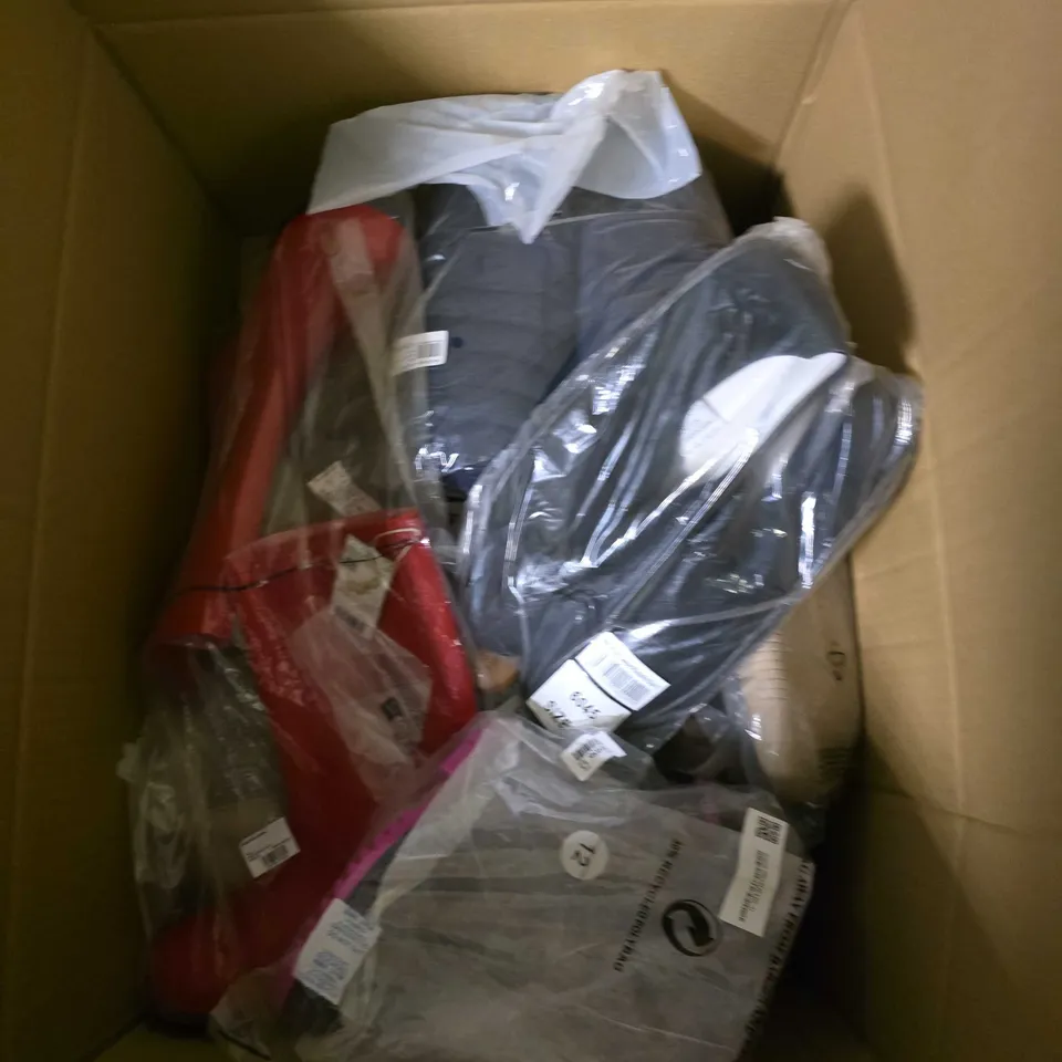 BOX OF APPROXIMATELY 15 PAIRS OF ASSORTED SHOES IN VARIOUS COLOUR, STYLES AND SIZES