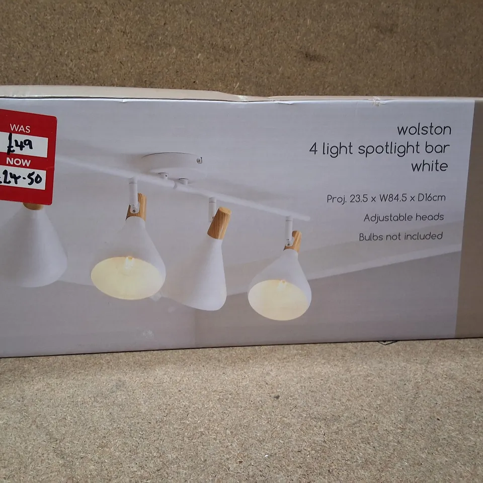 BOXED DUNELM WOLSTON 4-LIGHT SPOTLIGHT BAR, WHITE