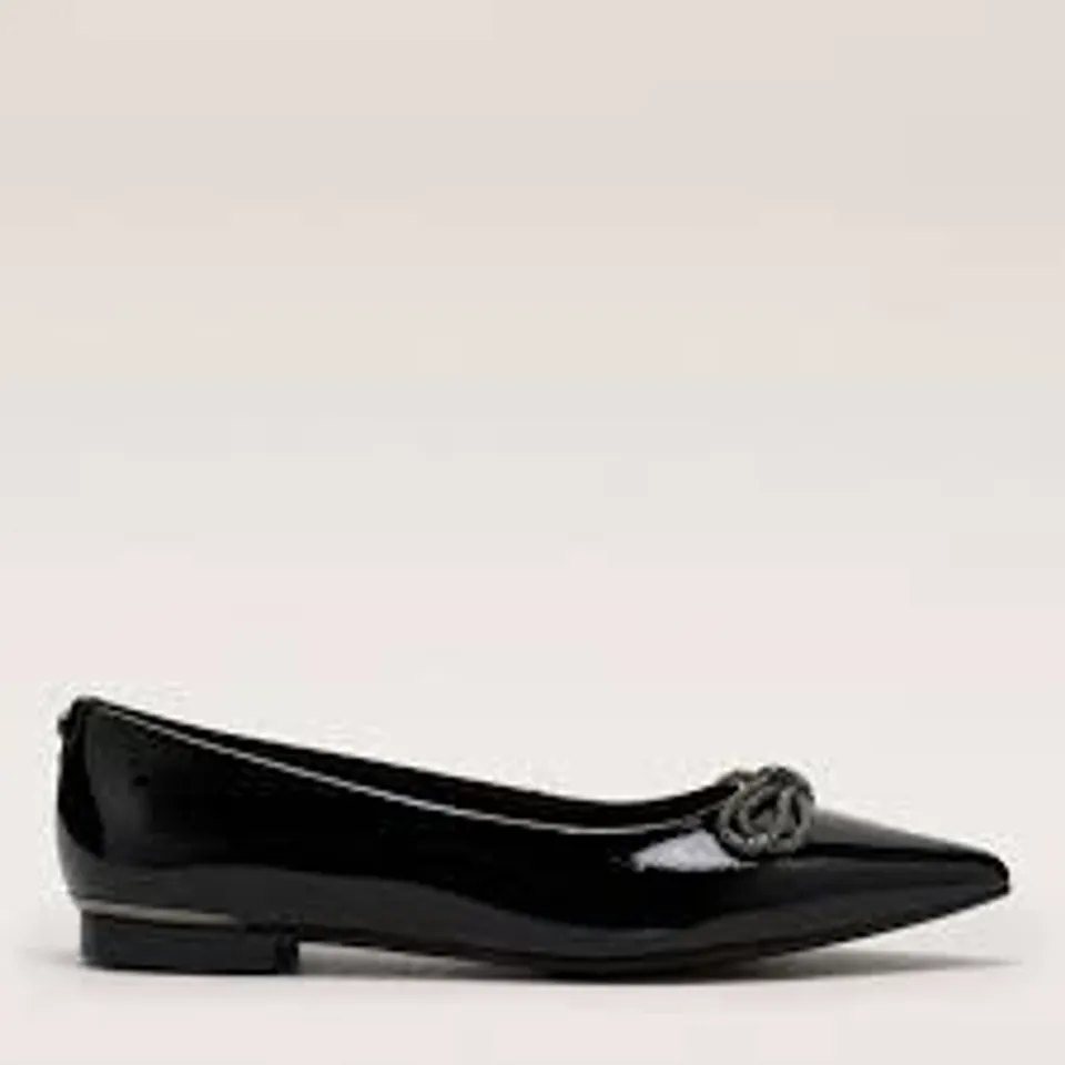 MODA IN PELLE HERMIONEE BLACK POINTED GLITZ BOW FLAT SHOES SIZE 40