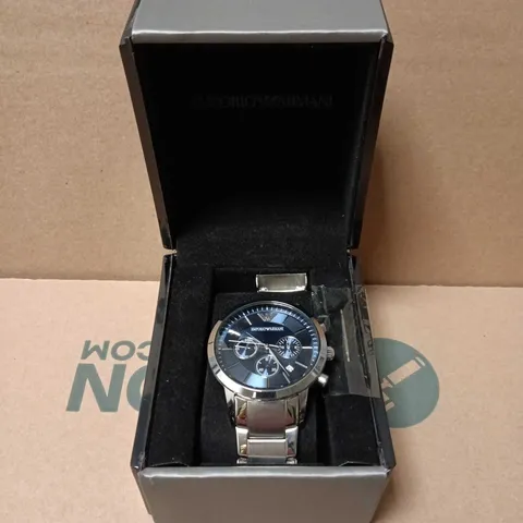 BOXED EMPORIO ARMANI CHRONOGRAPH WATCH WITH NAVY FACE (AR-1819)