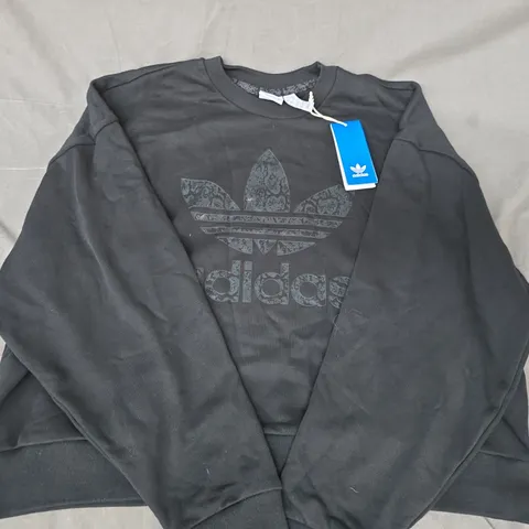 ADIDAS LONG SLEEVE CREW-NECK JUMPER IN BLACK SIZE LARGE (16-18)