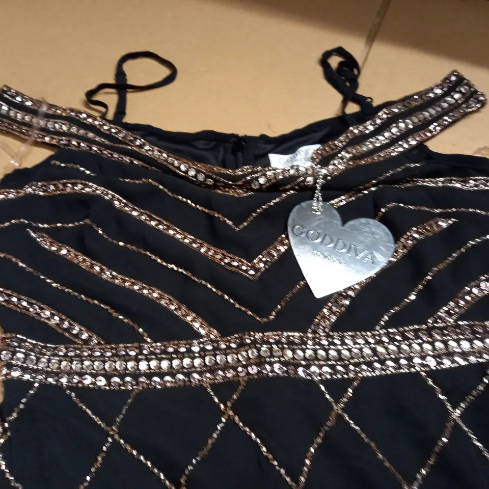 GODDIVA LONDON EMBELLISHED BLACK DRESS - UK 8