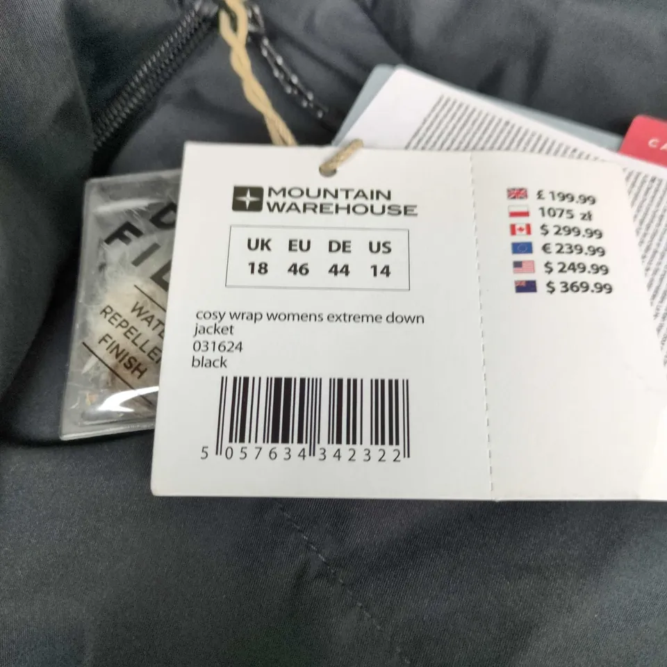 MOUNTAIN WAREHOUSE COSY WRAP WOMEN'S EXTREME DOWN JACKET – UK 18, BLACK