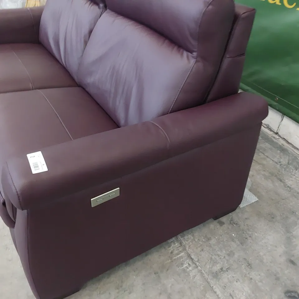 QUALITY ITALIAN DESIGNER ADRIANO POWER RECLINING THREE SEATER SOFA BURGUNDY LEATHER 