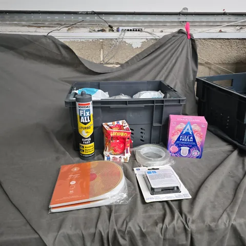 APPROXIMATELY 15 ITEMS OF SOUDAL FIX ALL TURBO ADHESIVE SPRAY WITH ASSORTED DIY HARDWARE.