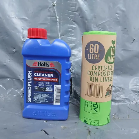 APPROXIMATELY 10 ASSORTED HOUSEHOLD ITEMS TO INCLUDE COOLING SYSTEM CLEANER, BIN LINERS, ETC