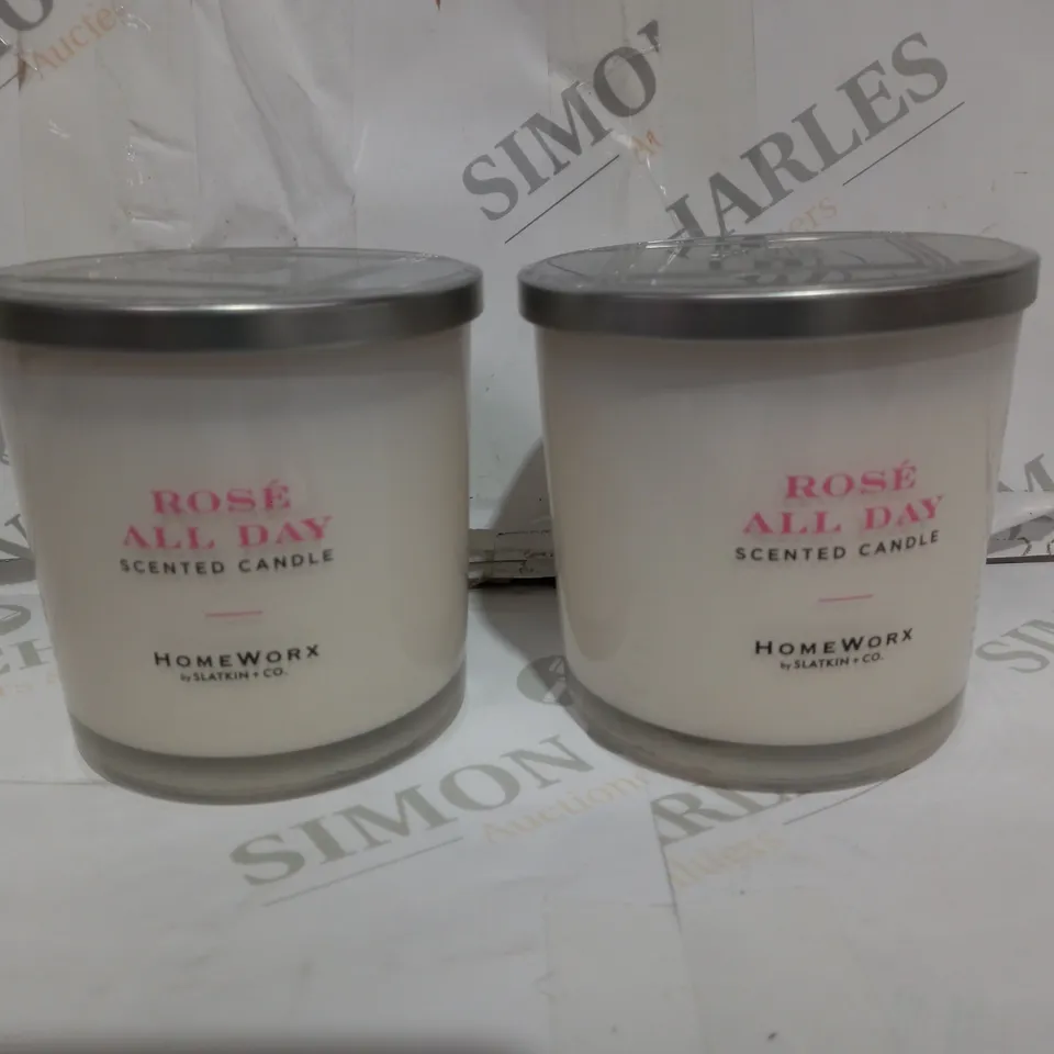 BOXED SET OF 2 ROSE ALL DAY SCENTED CANDLE HOMEWORK