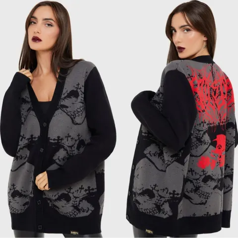 BRAND NEW KILLSTAR HEADSTONE KNIT CARDIGAN - BLACK - SIZE XL