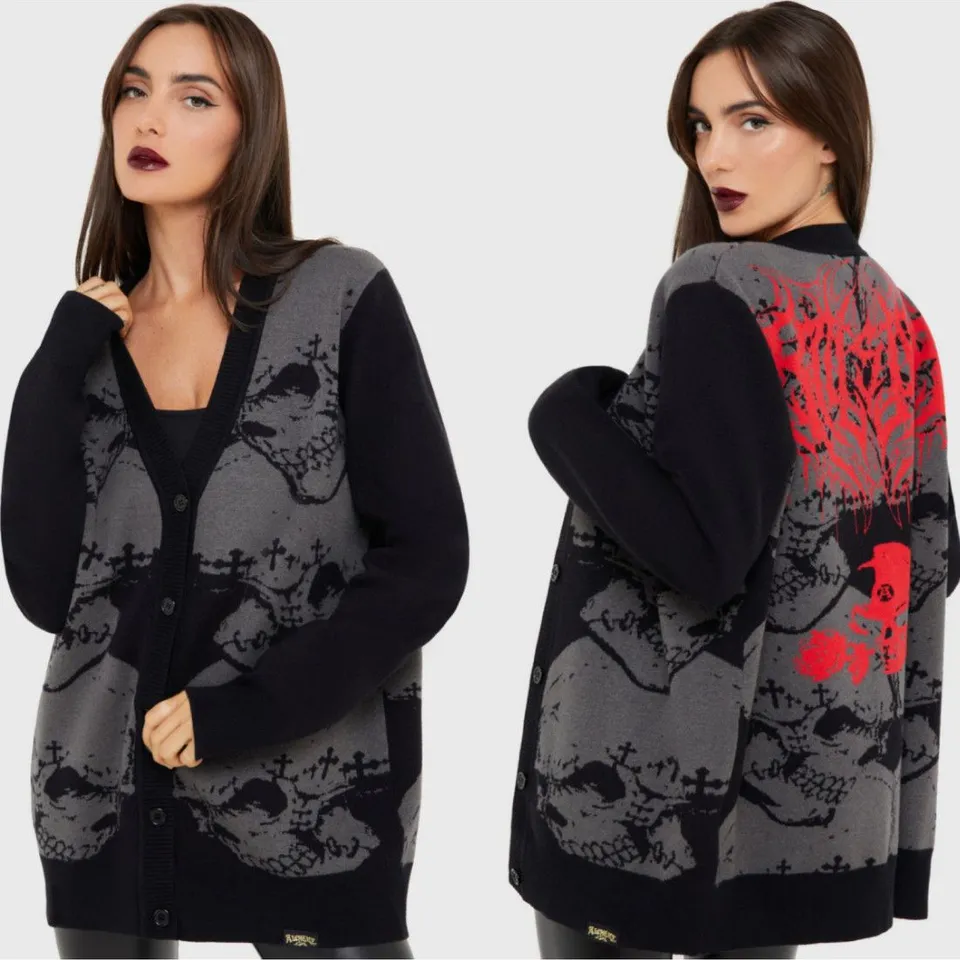 BRAND NEW KILLSTAR HEADSTONE KNIT CARDIGAN - BLACK - SIZE XL