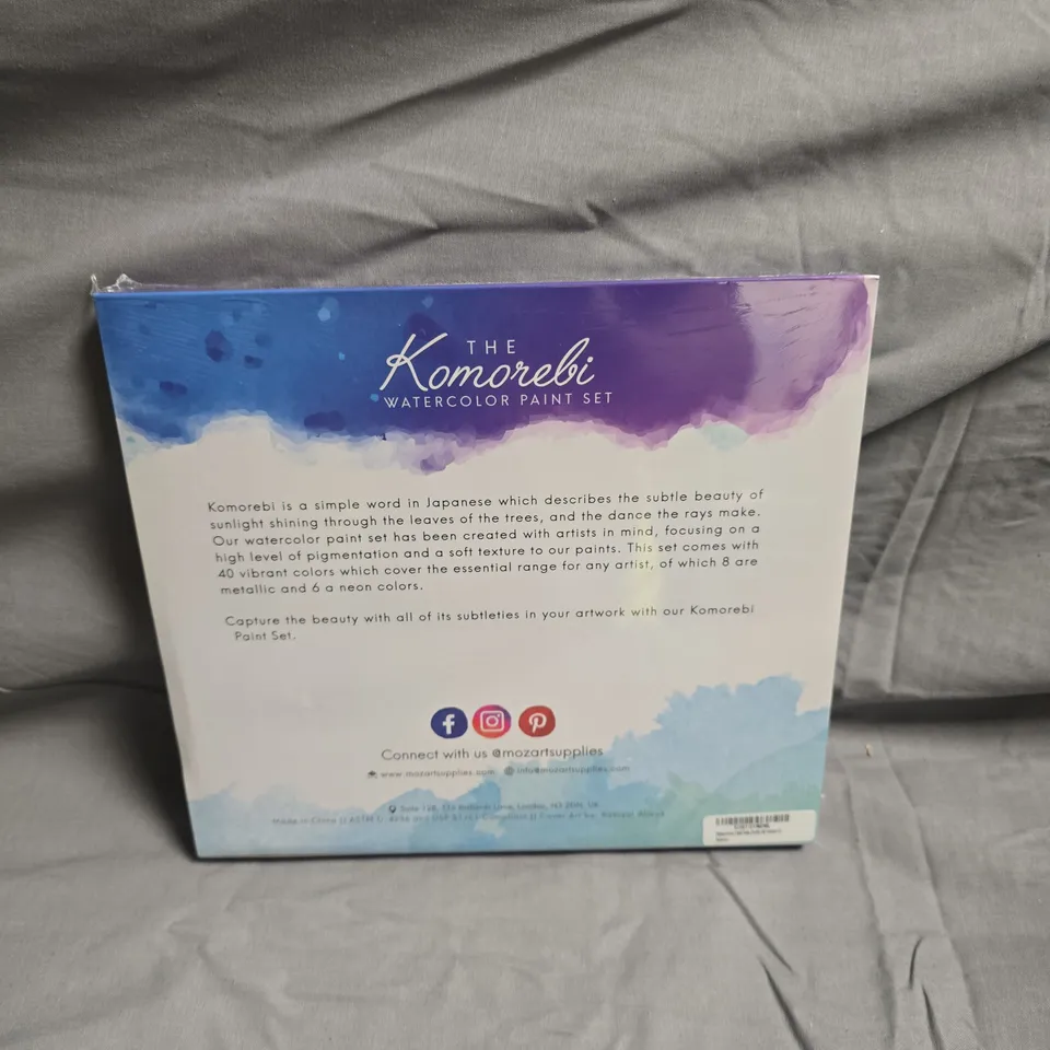 APPROXIMATELY 6 KOMOREBI WATERCOLOR PAINT SET – 40 COLOURS, BOXED (MOZART SUPPLIES)