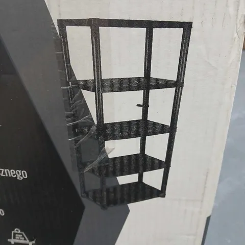 BOXED 5 SHELF PLASTIC SHELVING UNIT IN BLACK
