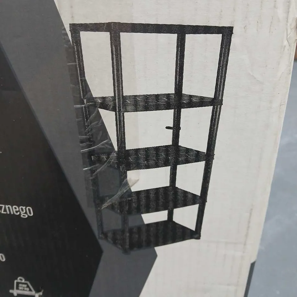 BOXED 5 SHELF PLASTIC SHELVING UNIT IN BLACK