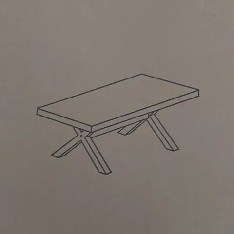 BOXED HATTON THICK TOP DINING TABLE - INCOMPLETE, BOX 1 OF 2 ONLY