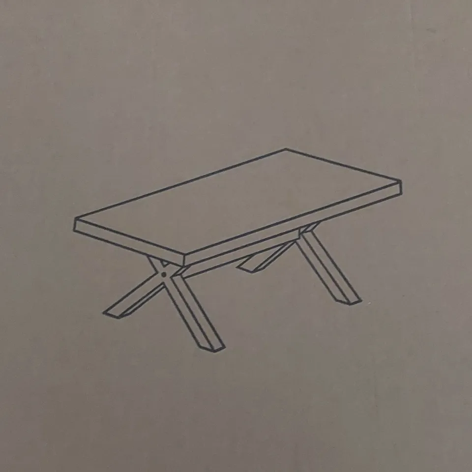 BOXED HATTON THICK TOP DINING TABLE - INCOMPLETE, BOX 1 OF 2 ONLY