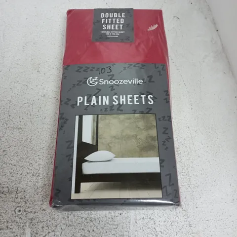 SNOOZEVILLE DOUBLE FITTED SHEET RED