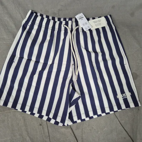 HOLLISTER VOLLEY SWIM TRUNK – NAVY & WHITE STRIPE, UK SMALL