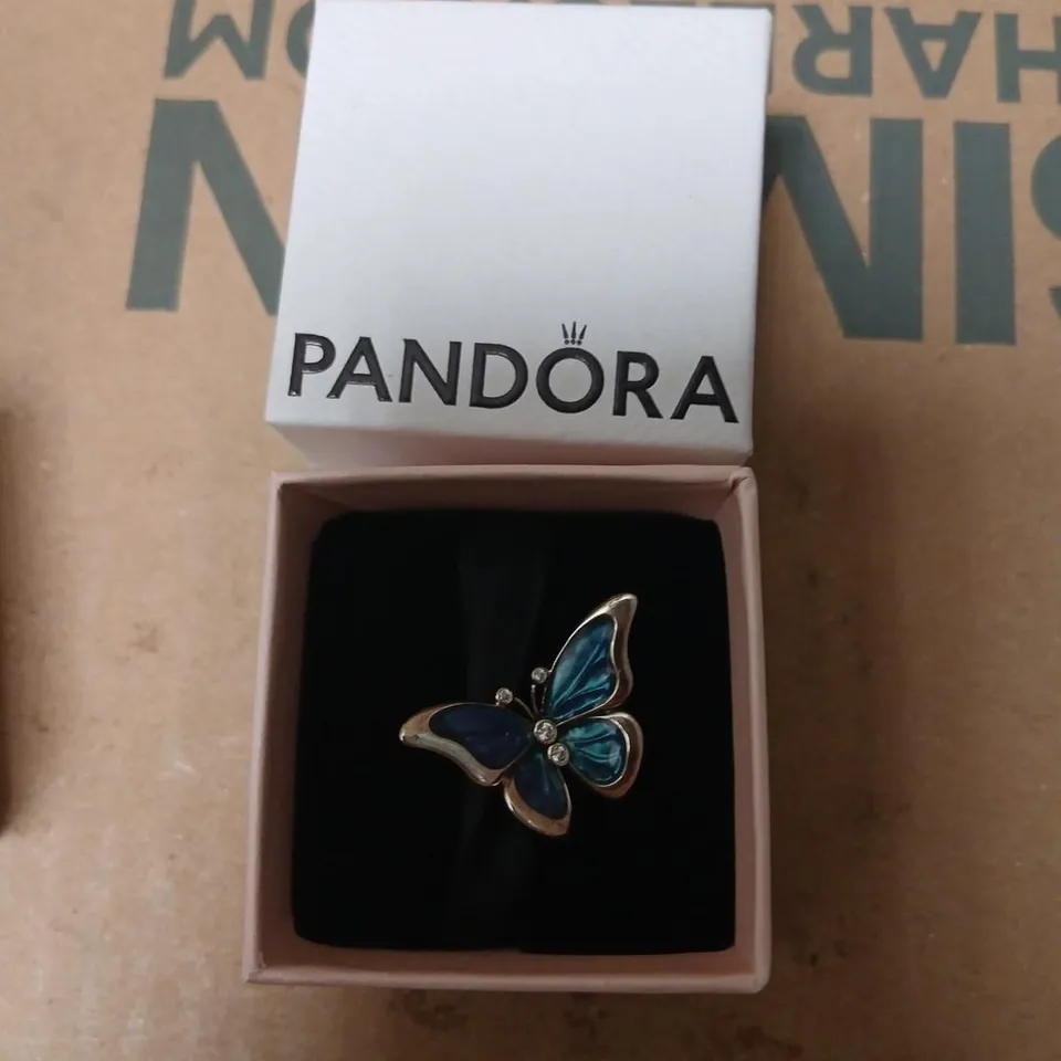 PANDORA BUTTERFLY CHARM IN BLUE ENAMEL WITH CRYSTALS – BOXED
