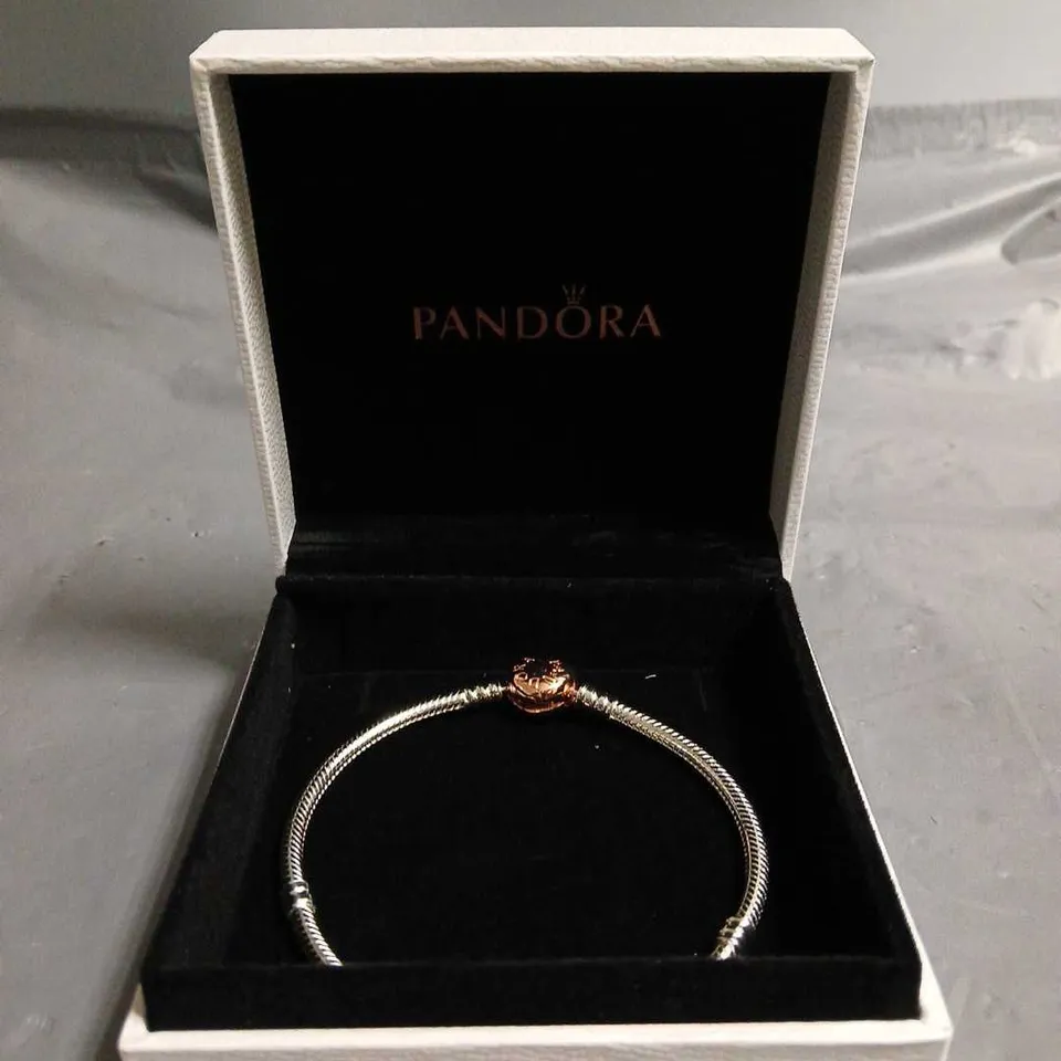 BOXED PANDORA ROSE GOLD CLASP CHARM BRACELET 