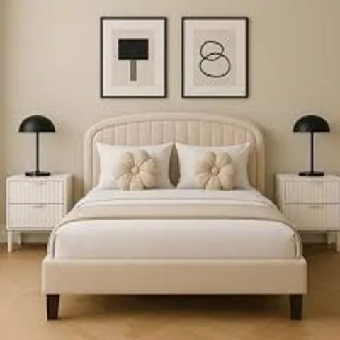 BOXED ALEIGHANA UPHOLSTERED STORAGE BED - DOUBLE, CHAMPAGNE (1 BOX)