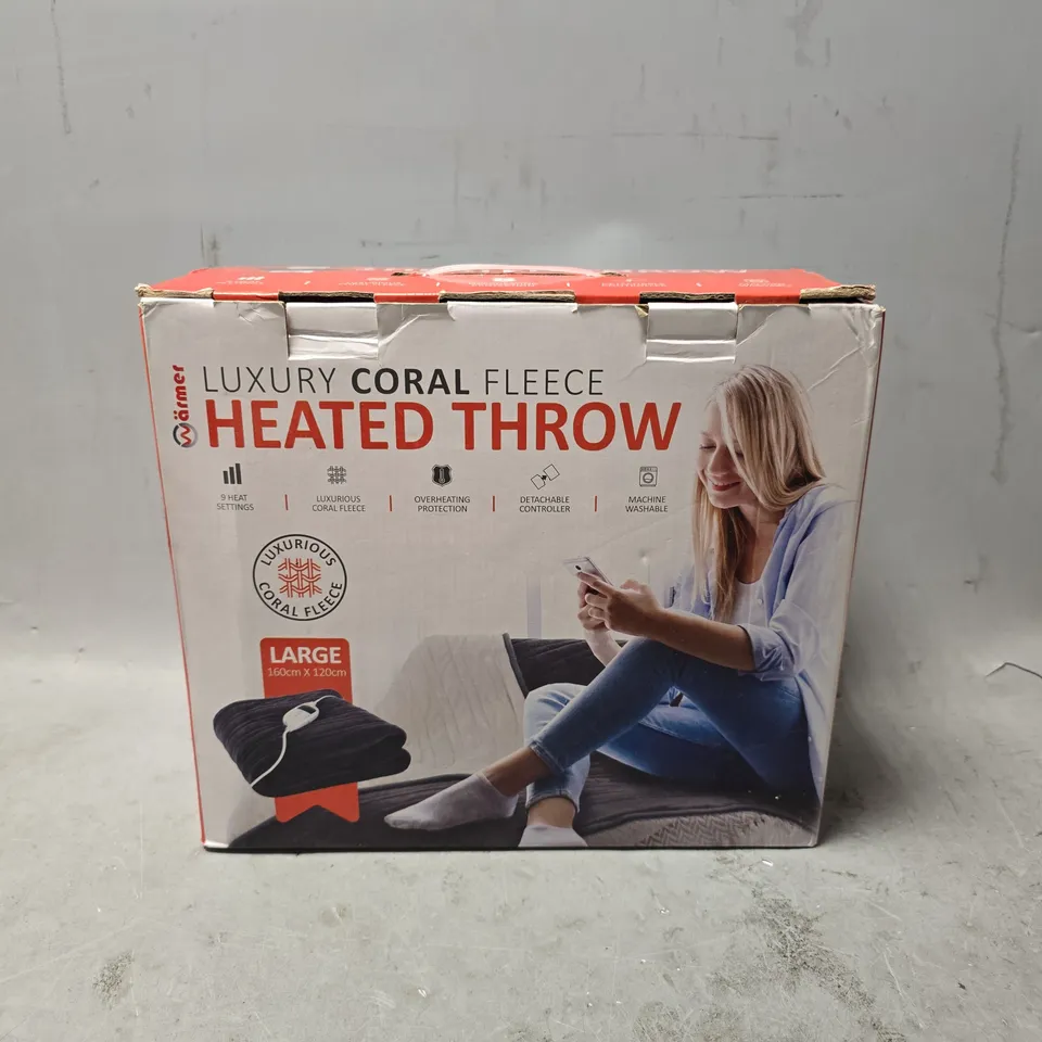 BOXED WARMER LUXURY COLLAR FLEECE HEATED THROW 