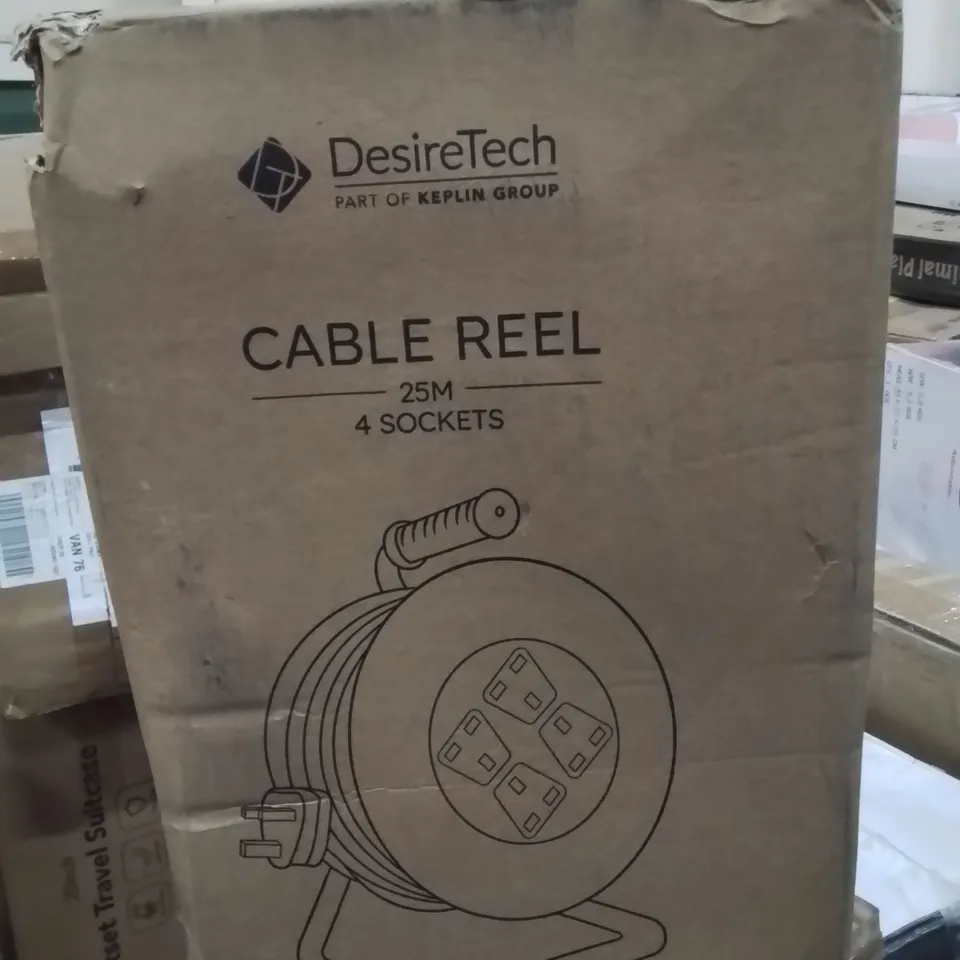 BOXED DESIRETECH 25m 4 SOCKET CABLE REEL 