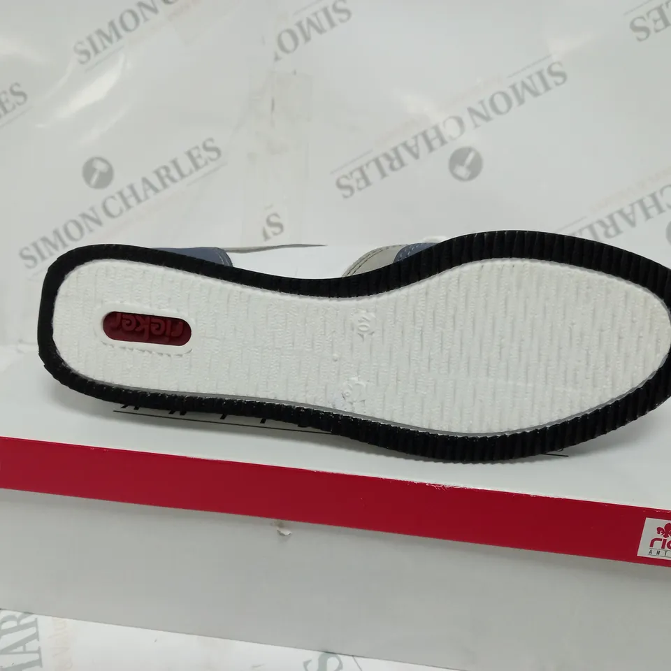 BOXED PAIR OF RIEKER SNEAKERS WITH REMOVABLE INSOLE COMBINATION BLUE UK SIZE 6.5