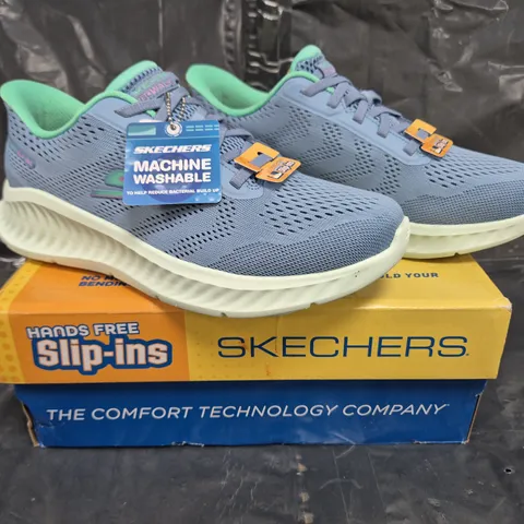 SKECHERS GO WALK SLIP-IN TRAINERS IN POWDER BLUE/MINT GREEN SIZE 5.5