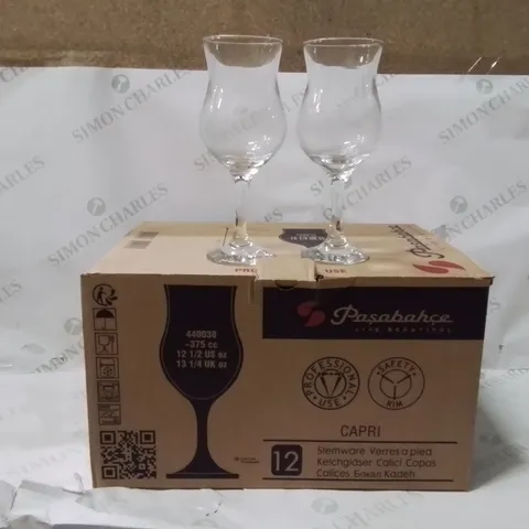 BOXED PASABAHCE STEMWARE GLASSES APPROXIMATELY 12