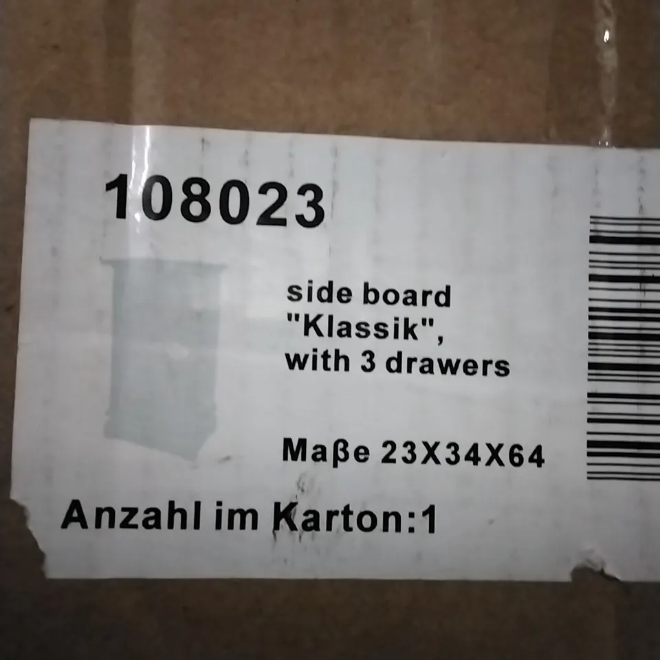 KLASSIC SIDE BOARD WITH 3 DRAWERS COLOUR: WHITE  1 OF 1 BOX