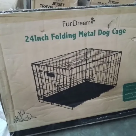 BOXED 24INCH FOLDING METAL DOG CAGE