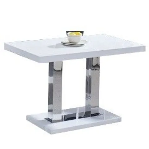 BRAND NEW BOXED DESIGNER COCO DINING TABLE IN WHITE GLOSS (3 BOXES)