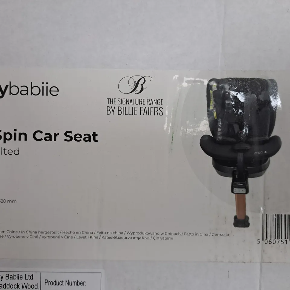 BOXED BILLIE FAIERS ISIZE QUILTED BLACK SPIN CAR SEAT  RRP £199.99