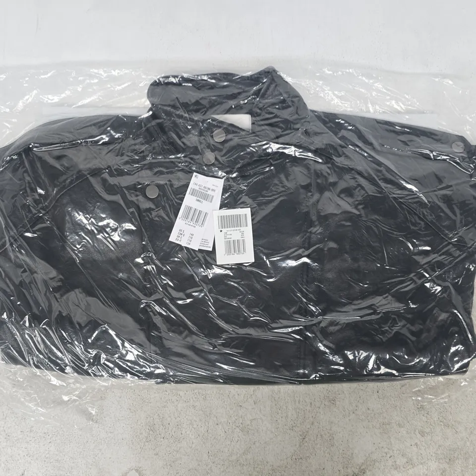 BAGGED ABERCROMBIE & FITCH RELAXED MOCKNECK VEGAN LEATHER BOMBER JACKET IN BLACK SIZE SMALL