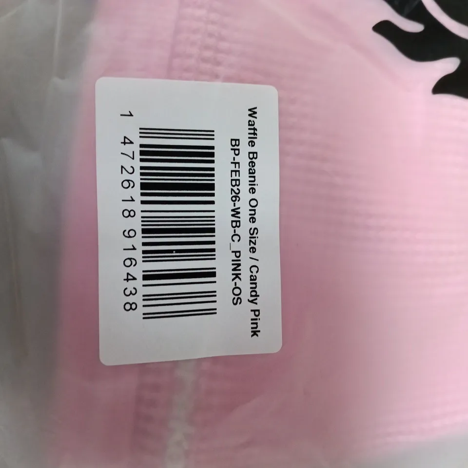 BROKEN PLANET WAFFLE BEANIE – CANDY PINK – ONE SIZE